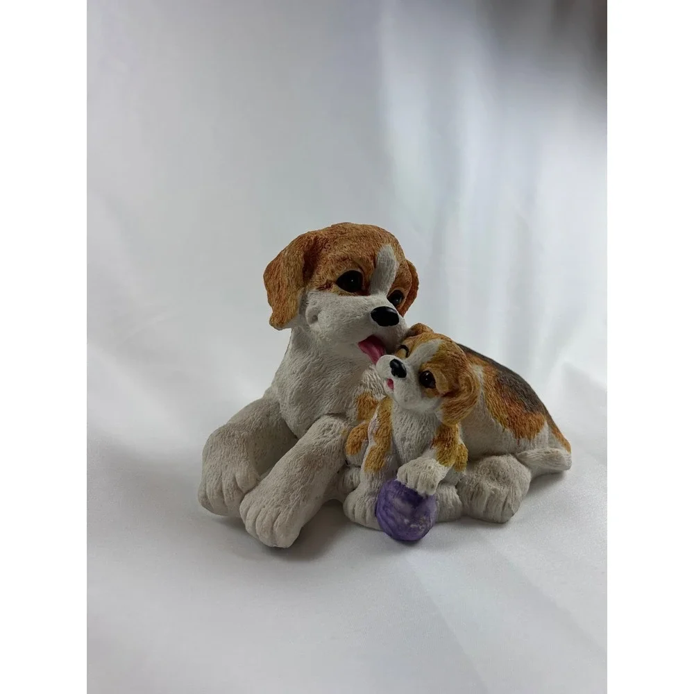 Vintage Mother Puppy Dog Music Box Figurine Plays Baby Mine Beagle Resin‎